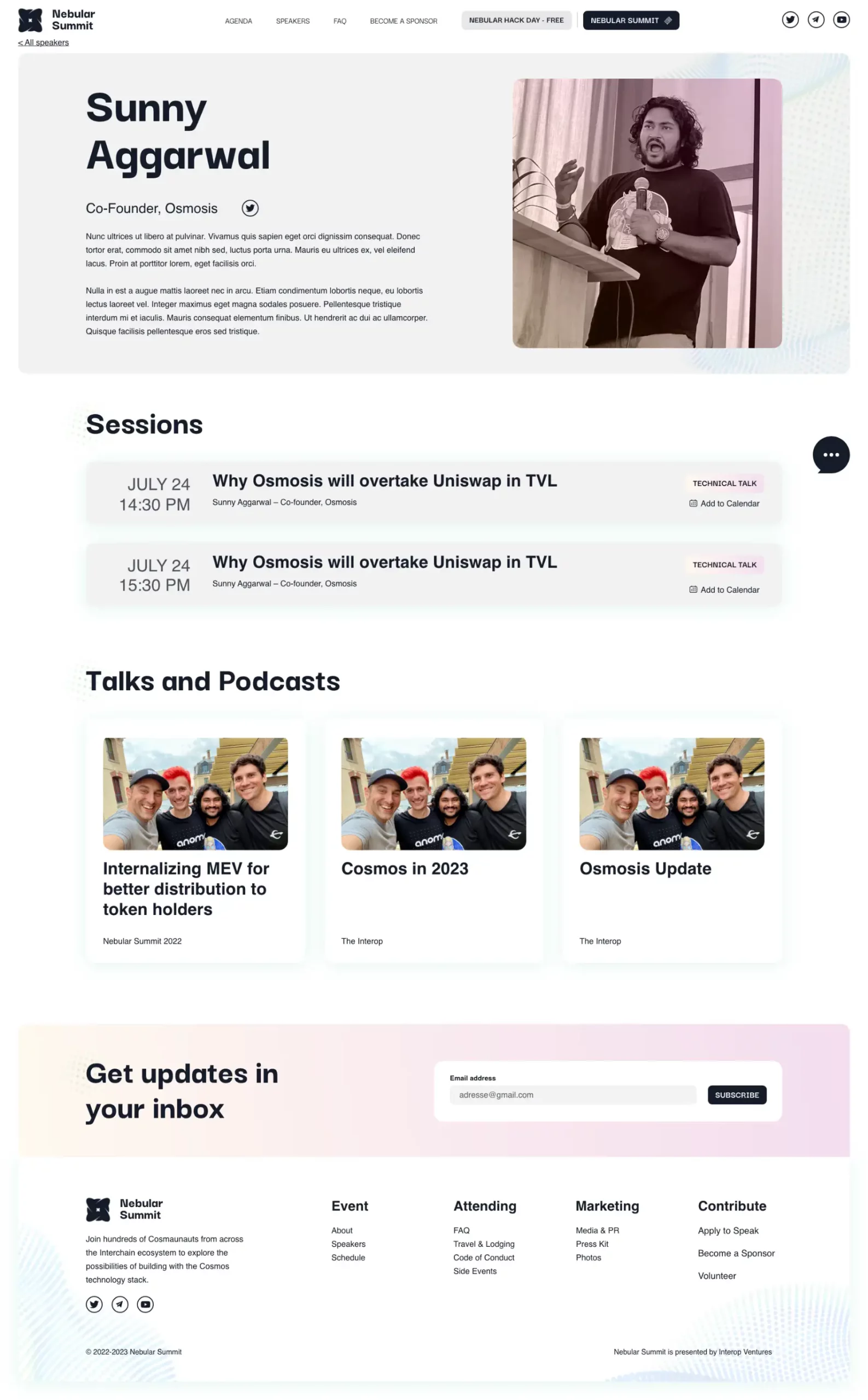 Web design Nebular Summit