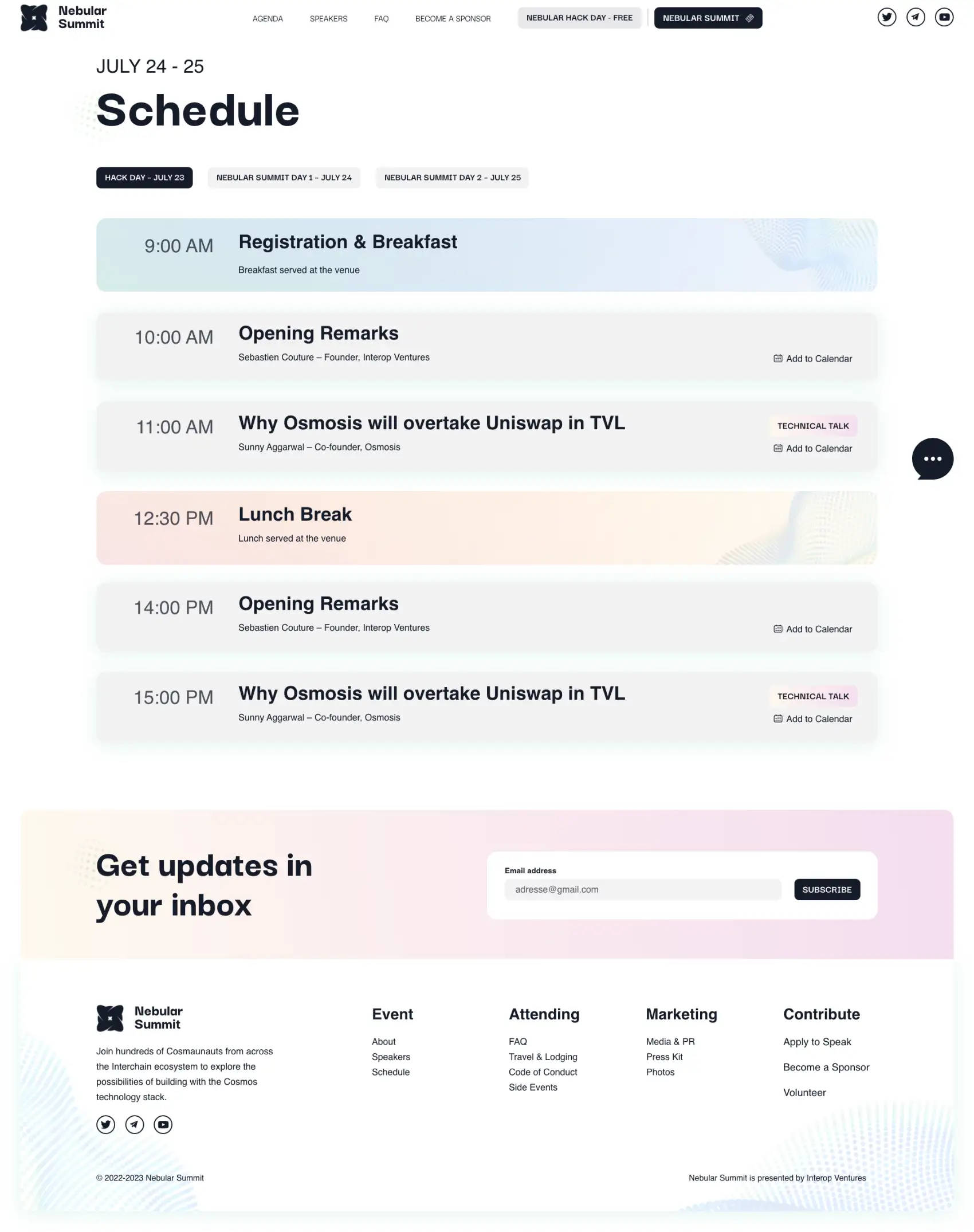 Web design Nebular Summit